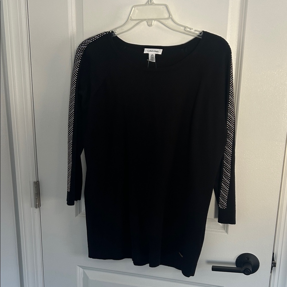 Calvin Klein Black Sweater with Silver Accents